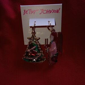 Festive Earrings - Green, Gold, Pink 🩷